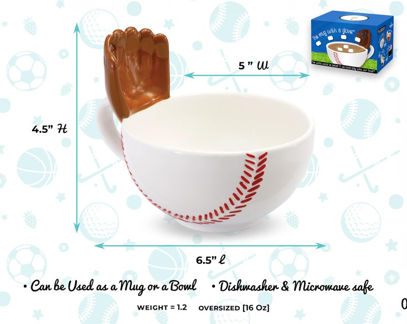 MAX'IS Creations The Mug with a Glove  Baseball Mug Coach Gifts Novelty Funny Coffee Mug Kids Christmas Sports Baseball Gifts for Boys 8-12 12-14 Men Baseball Mom Gifts  Baseball Accessories  16oz - Image 2